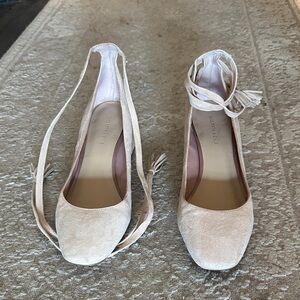 Saks Fifth Avenue Cream Flats with Ankle Tie